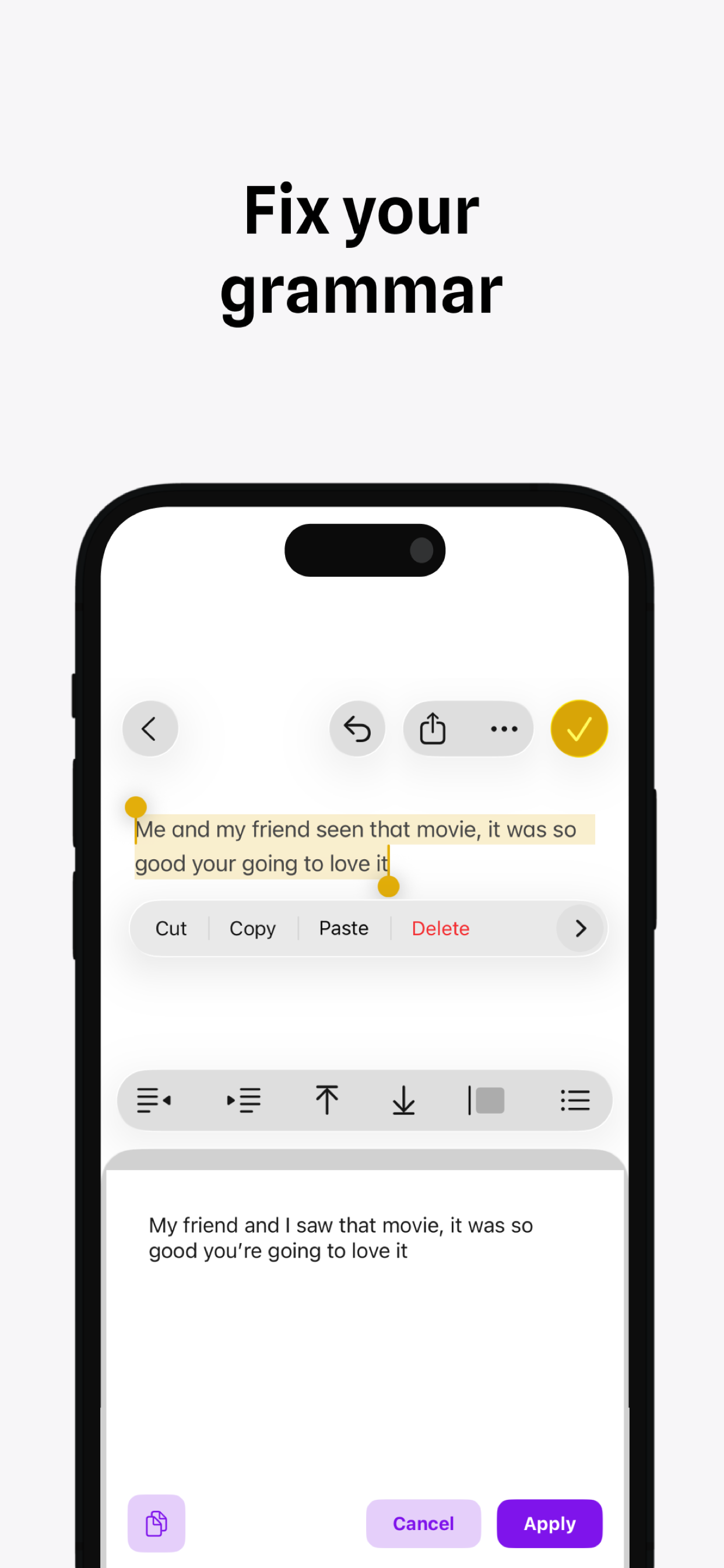 Smart AI text assistance with CharacterKey keyboard
